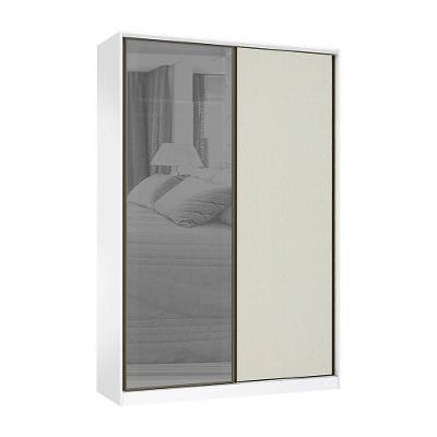 Guarda Roupa 2 Portas 159cm Prata Branco Com Kashmir