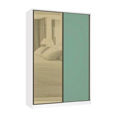 Guarda Roupa 2 Portas De Correr 159cm Branco Com Verde Jade