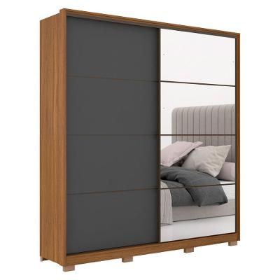 Guarda Roupa Casal Belga 2 Portas Deslizantes 1 Porta Em Espelho