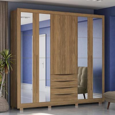Guarda-Roupa Casal 100% Mdf Kappesberg 16 Espelhos 6 Portas 4 Gavetas Nogueira