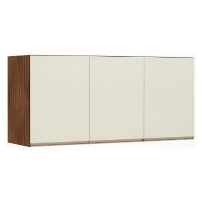 Maleiro Ponte 3 Portas 145 Cm Nogueira Dourado Com Kashmir