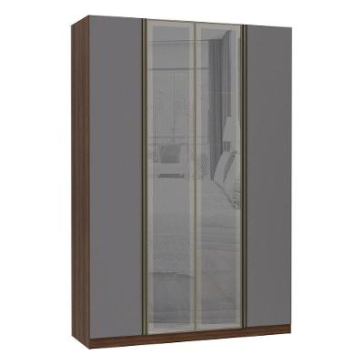 Guarda Roupa 4 Portas 159 Cm Dourado Com Cinza Puro