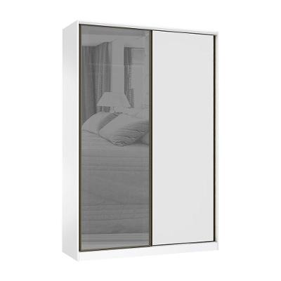 Guarda Roupa 2 Portas 159cm Prata Branco Com Branco Mat