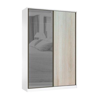 Guarda Roupa 2 Portas 159cm Prata Branco Com Crema