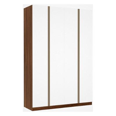 Guarda Roupa 4 Portas 159 Cm Dourado Com Branco Mat