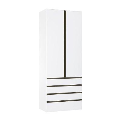 Guarda Roupa 2 Portas 90cm Branco Ff Com Branco Mat