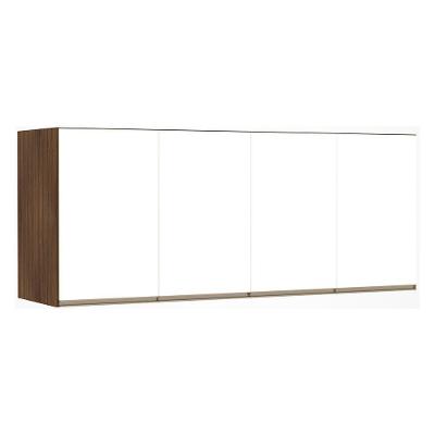 Maleiro Ponte Casal 4 Portas 165 Cm Dourado C/ Branco Mat