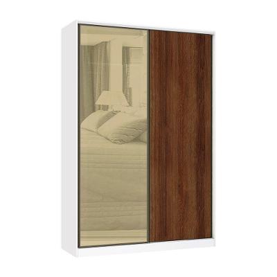 Guarda Roupa 2 Portas 159cm Branco Com Nogueira Dourado
