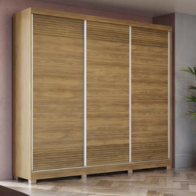 Guarda-roupa Casal 100% Mdf Kappesberg C/pés 3 Portas De Correr 6 Gavetas Nogueira