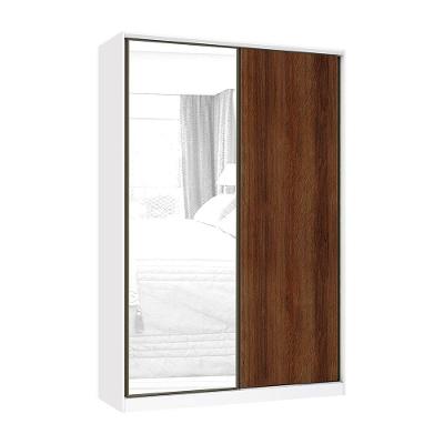 Guarda Roupa 2 Portas 159cm Branco Com Nogueira Dourado