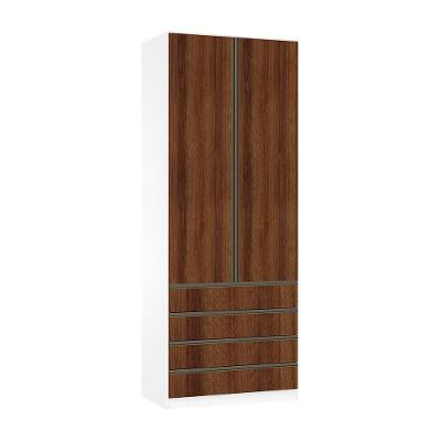 Guarda Roupa 2 Portas 90cm Branco Ff Com Nogueira Dourado
