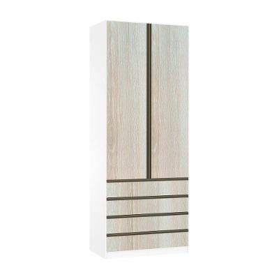 Guarda Roupa 2 Portas 90cm Branco Ff Com Legno Crema