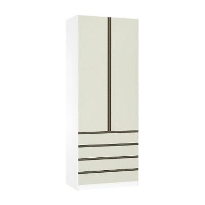 Guarda Roupa 2 Portas 4 Gavetas 90cm Branco Ff Com Kashmir