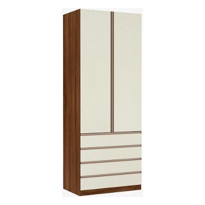 Guarda Roupa 2 Portas 4 Gavetas 90 Cm Dourado Com Kashmir