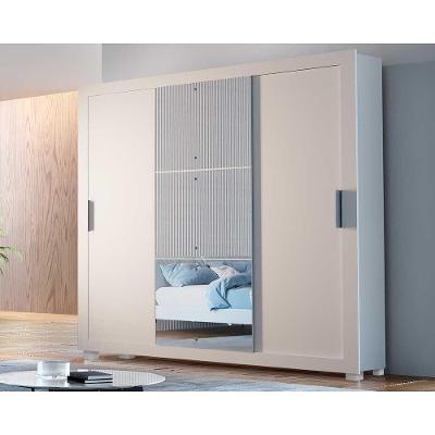 Guarda Roupa Casal Veneza Luxo 3 Portas de Correr e 4 Gavetas c/ Pés Branco - Rufato