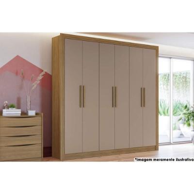 Guarda Roupa Casal Open M569 6 Portas E 2 Gavetas Nogueira/fendi - Kappesberg
