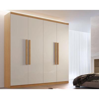 Guarda Roupa Casal 4 Portas e 3 Gavetas Império Naturale/Off White - Rufato