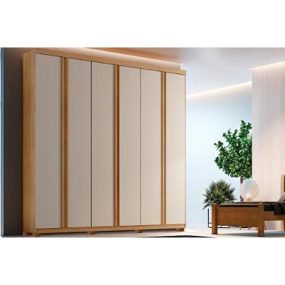 Guarda Roupa 6 Portas Filadélfia e 4 Gavetas c/ Pés Naturale/Off White - Rufato