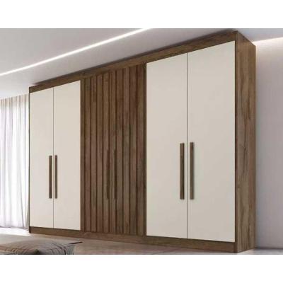 Guarda Roupa Casal Potente 6 Portas C/ 2 Ripados E 6 Gavetas Braúna/off White - Europa