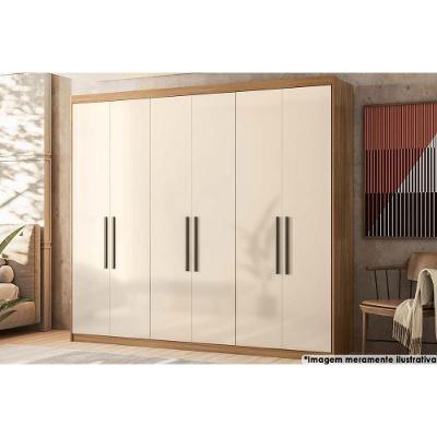 Guarda Roupa Casal 6 Portas 2 Gavetas 3 Prateleiras Venice Amêndola/Off White - Demóbile
