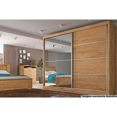Guarda Roupa Casal 2 Portas de Correr e 4 Gavetas c/ 1 Espelho Verona Plus Amêndoa - Europa