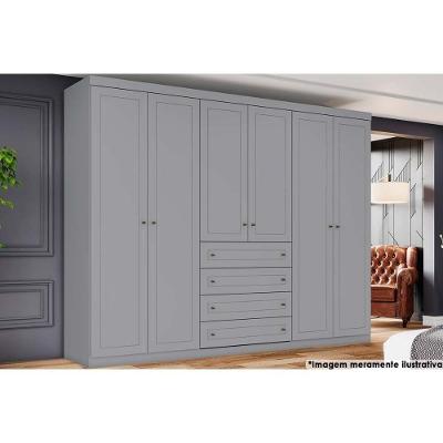 Guarda Roupa Casal 6 Portas e 4 Gavetas Americano Cinza - Henn
