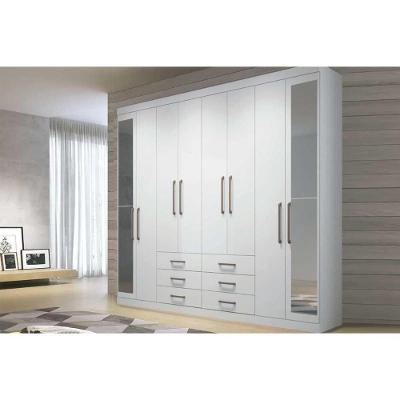 Guarda Roupa 8 Portas  e 6 Gavetas c/ Espelho Master 8.6  Branco - Santos Andirá