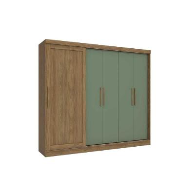 Guarda Roupa 5 Portas Flex e 4 Gavetas N564 Nogueira/Verde Oliva - Kappesberg