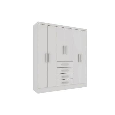 Guarda Roupa 6 Portas Arizona c/ e 4 Gavetas Branco/Neve - Tcil Móveis