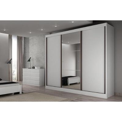 Guarda Roupa Casal 3 Portas de Correr e 6 Gavetas c/ 1 Espelho Diamond/Toulon Plus Branco - Novo Horizonte