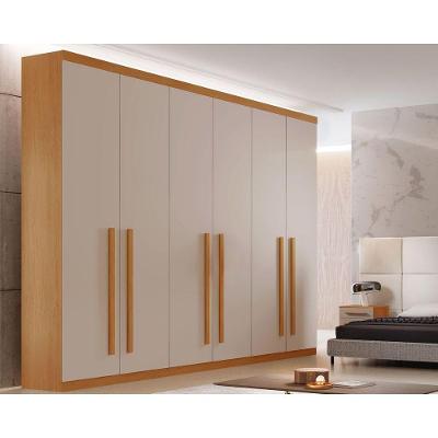 Guarda Roupa 6 Portas e 6 Gavetas Pernambuco Naturale/Off White - Rufato