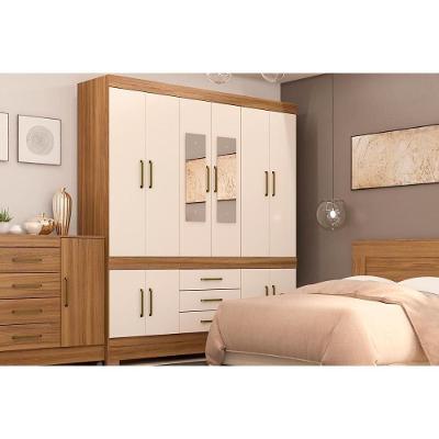 Guarda Roupa Casal 10 Portas e 3 Gavetas c/ Espelho New Murano Amêndola/Off White - Demóbile