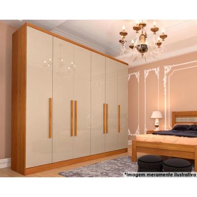 Guarda Roupa Casal Veneza c/ 6 Portas e 4 Gavetas Cinamomo/Off White - Tcil Móveis