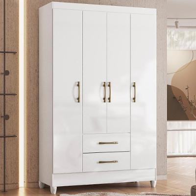 Guarda Roupa Solteiro 4 Portas 2 Gavetas Branco Paraty - Moval
