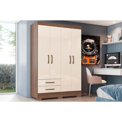 Guarda Roupa 4 Portas  e 2 Gavetas Briz BE12 Castanho - Henn