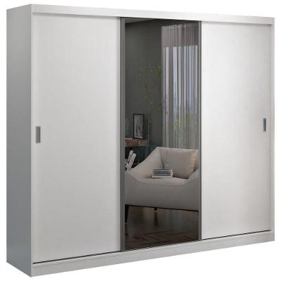 Guarda Roupa Casal 3 Portas de Correr 1 Espelho Branco