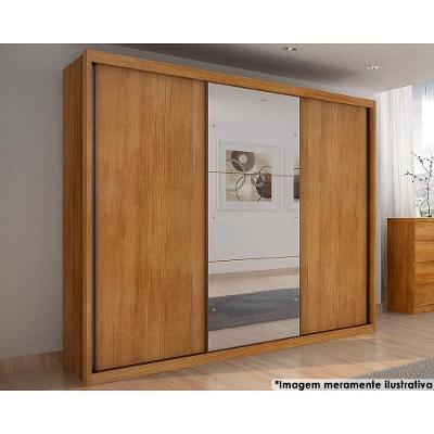 Guarda Roupa 3 Portas  de Correr e 6 Gavetas c/ Espelho Paradizzo Gold  Cumaru - Novo Horizonte