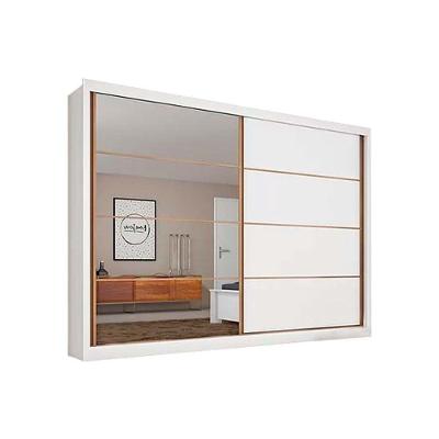 Guarda Roupa Casal 2 Portas de Correr e 6 Gavetas c/ 1 Espelho Sevilha Branco - Europa