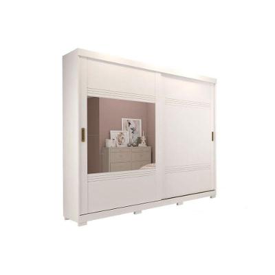 Guarda Roupa 2 Portas  de Correr e 4 Gavetas c/ 1 Espelho e Pés Blumenau Branco - Panan
