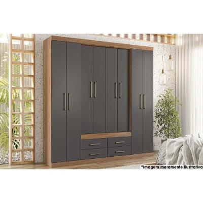 Guarda Roupa Casal 8 Portas E 4 Gavetas Nápoles Jatoba/Grafitte - Santos Andirá