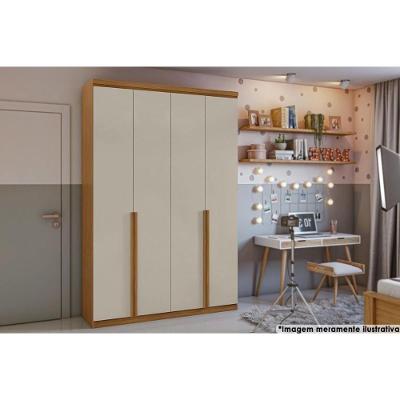 Guarda Roupa 4 Portas  e 2 Gavetas Alonzo Plus Amêndoa/Branco - Lopas