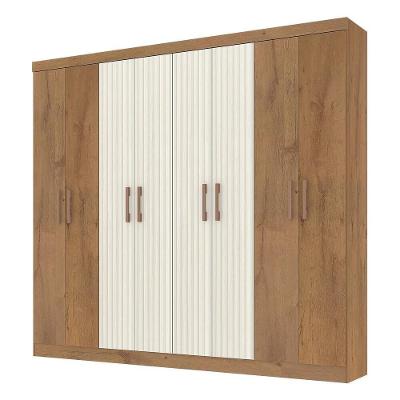Guarda-roupas 207,6cm Com 8 Portas Multimóveis Cr35129 Canelato Rústico/natura Off White