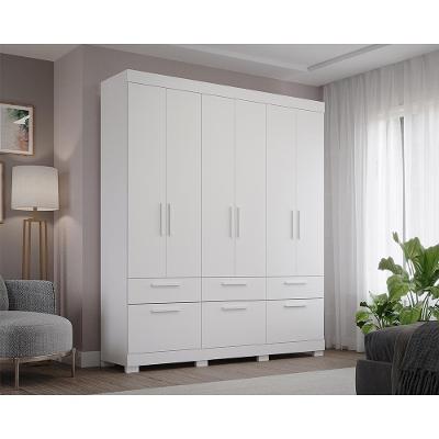 Guarda Roupa 6 Portas 5 Gavetas 1 Basculante 100% Mdf Porto Panan Branco Branco