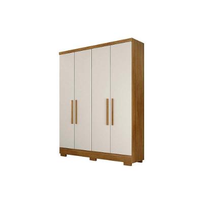 Guarda Roupa 4 Portas e 2 Gavetas c/ Espelho e Pés Milly Freijo Cumaru c/ Fendi - Novo Horizonte