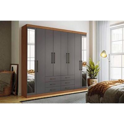 Guarda Roupa Casal 8 Portas e 6 Gavetas c/ Espelho Master 8.6 Jatoba/Grafitte - Santos Andirá
