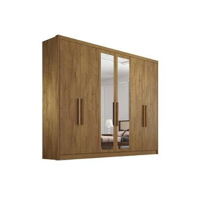 Guarda Roupa 6 Portas  c/ Espelho e 4 Gavetas Rizon Plus Cumaru - Novo Horizonte