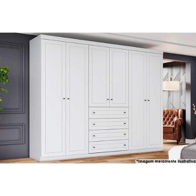 Guarda Roupa Casal 6 Portas e 4 Gavetas Americano Branco - Henn