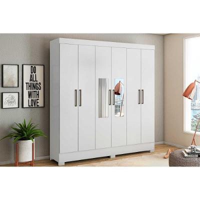 Guarda Roupa Casal 6 Portas e 3 Gavetas c/ Espelho Prático Branco - Demóbile