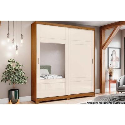 Guarda Roupa Casal 2 Portas de Correr e 3 Gavetas Verg Nature/Veludo Light Cinza Gelo - Henn