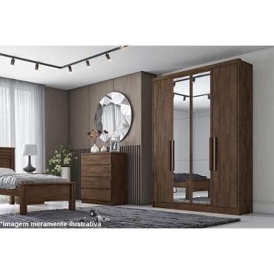 Guarda Roupa Casal 4 Portas e 3 Gavetas c/ Espelho Moderni Branco - Novo Horizonte
